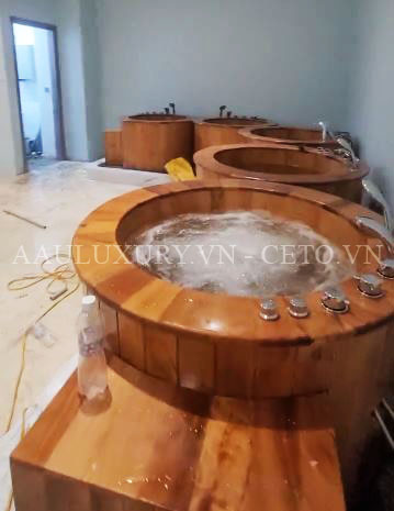 Bồn sục massage gỗ pơmu