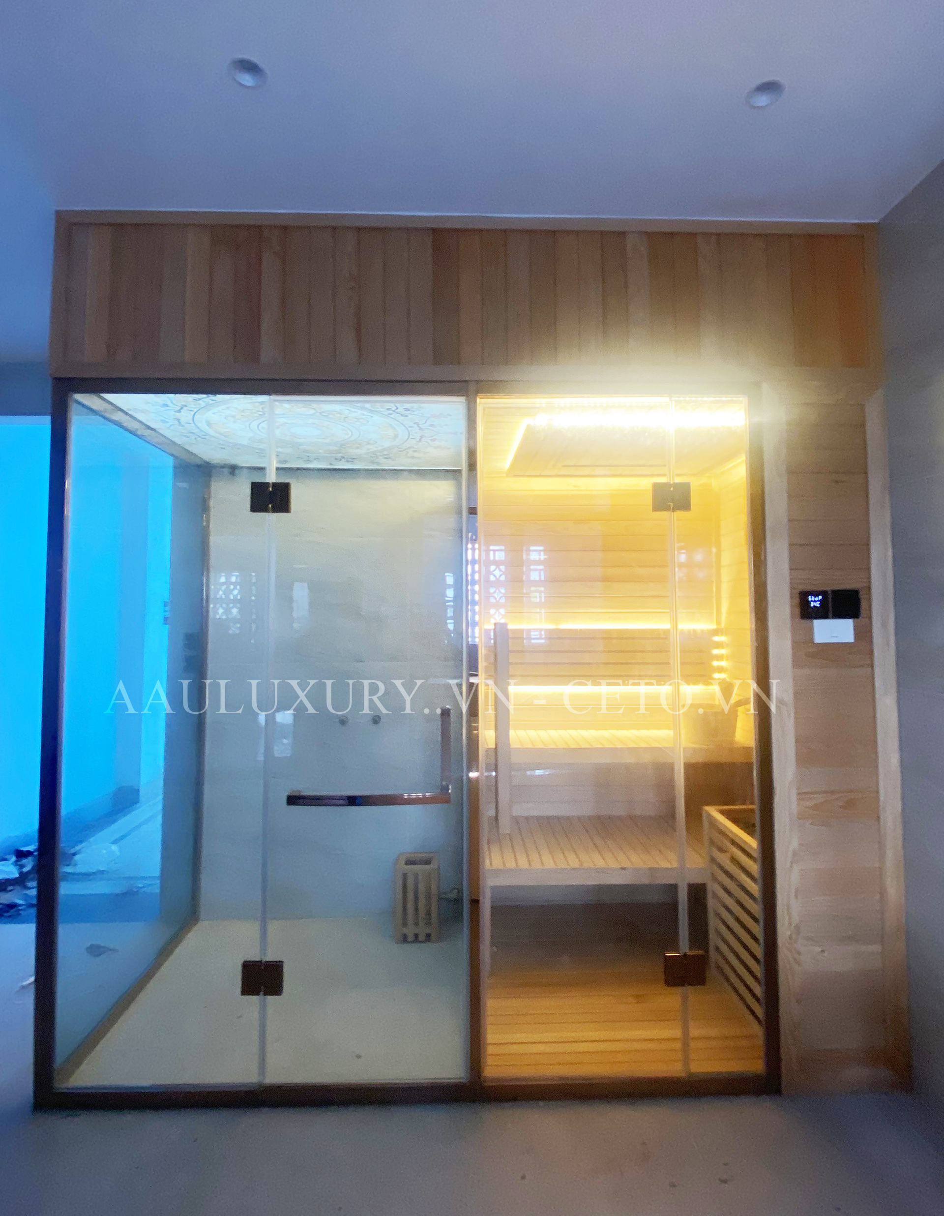 Phòng xông khô trần led, xông ướt trần tranh 3D xuyên sáng